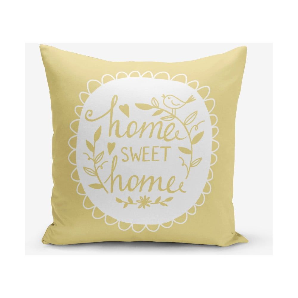 Žltá obliečka na vankúš Minimalist Cushion Covers Home Sweet Home, 45 × 45 cm