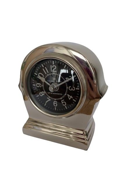 Strieborné kovové stolné hodiny - 11 cm