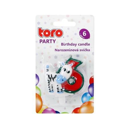 TORO Tortová sviečka číslica "6" TORO zapichovacia 5cm koník