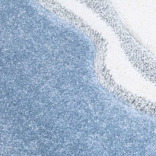 DomTextilu Krásny modrý okrúhly koberec biela labuť 41705-196967