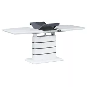 Autronic Jedálenský stôl rozkl. 140+40x80, MDF vysoký lesk biela/sivá HT-410 WT