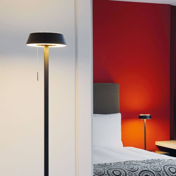Oligo OLIGO Glance stojaca LED lampa čierna matná, Obývacia izba / jedáleň, kov, akryl, 24.5W, K: 162cm