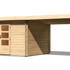 Drevený záhradný domček BASTRUP 7 s prístavkom Lanitplast Prírodné drevo