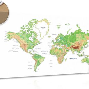 Obraz na korku klasická mapa sveta s bielym pozadím - 90x60  smiley