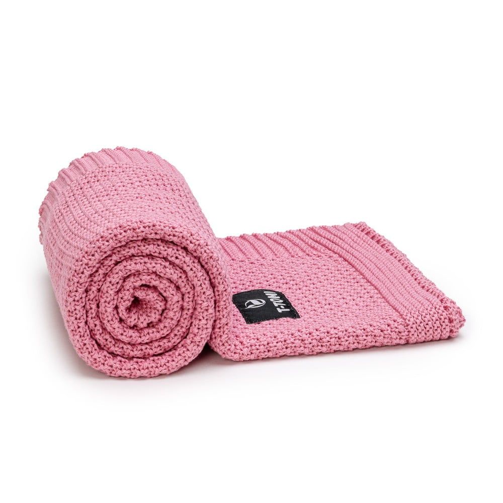 Ružová bavlnená pletená detská deka 80x100 cm Spring – T-TOMI