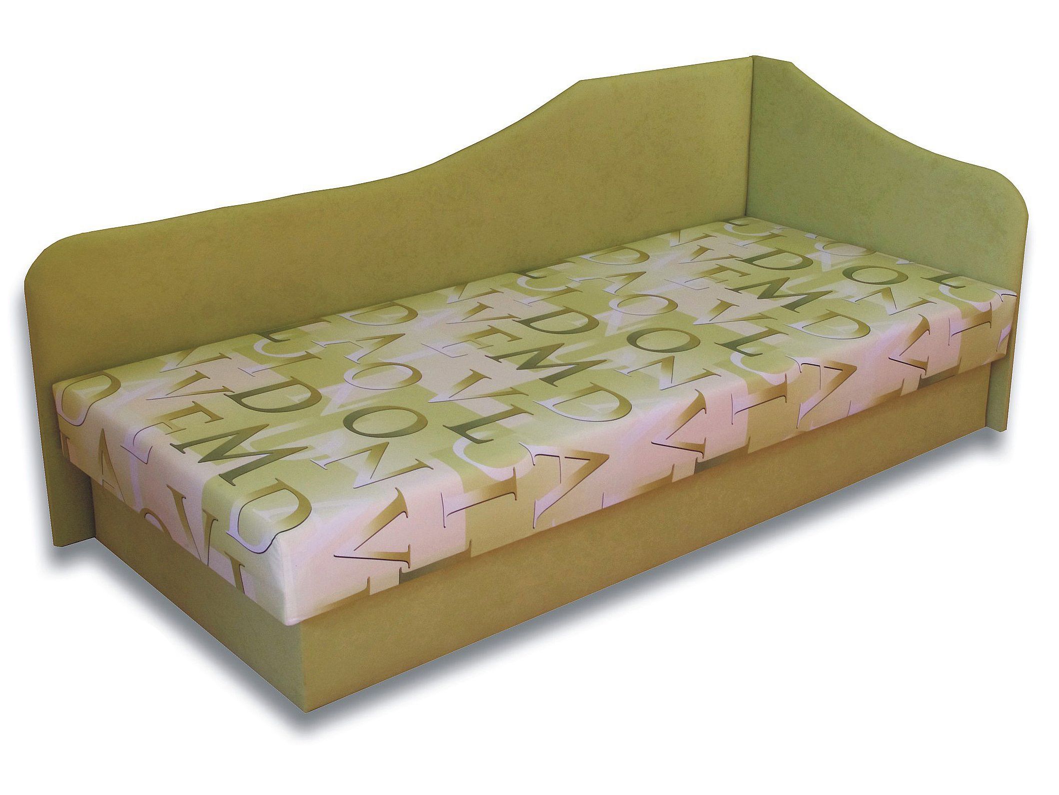 Jednolôžková posteľ (váľanda) 80 cm Lux 87 (Svetlozelená 72 + Muro 30) (P)