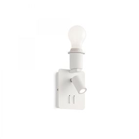 Ideal Lux 239521 nástenná lampička s vypínačom Gea Map bez tienidla 1x60W + 1x3W | 3000K - biela