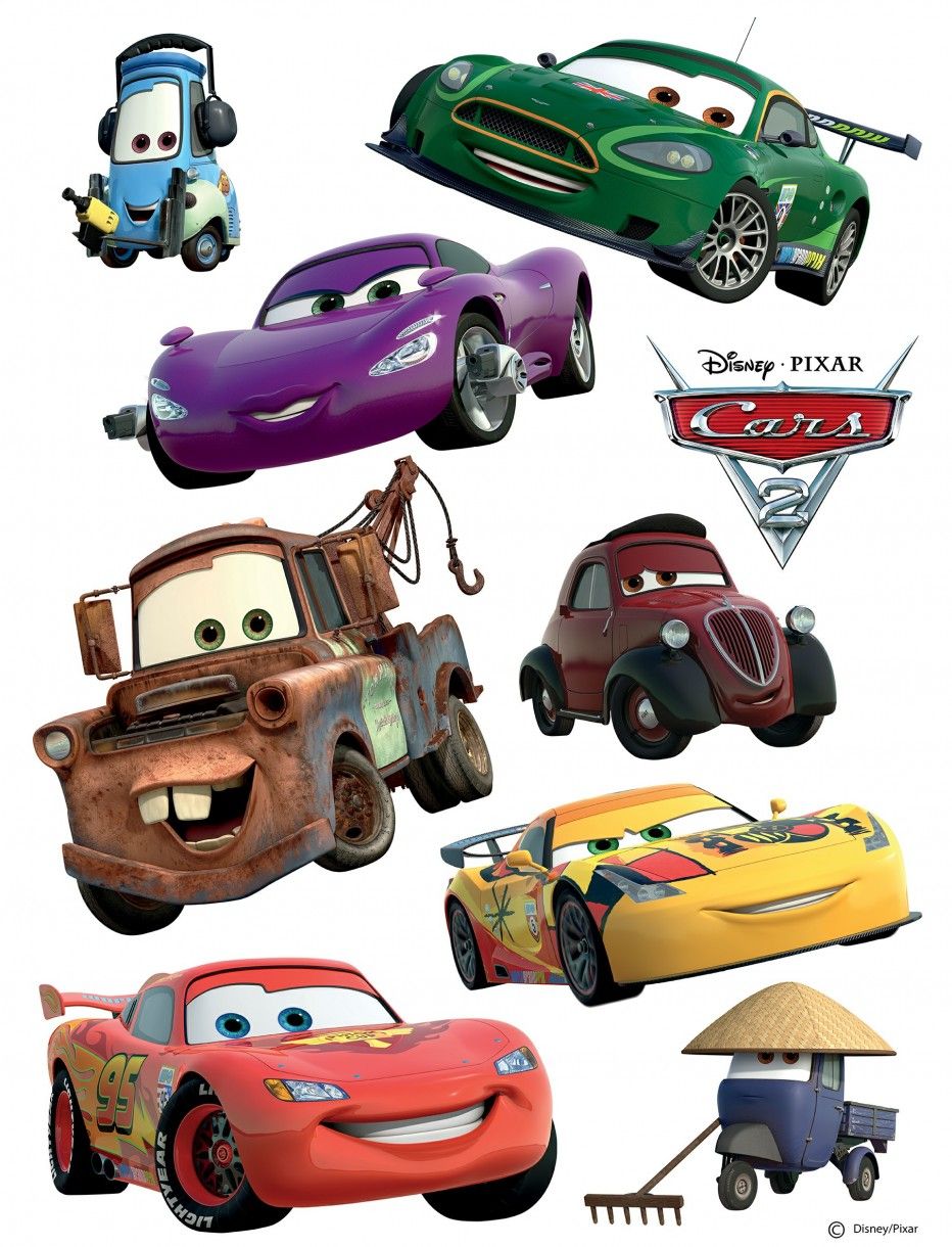 DK 887 AG Design Samolepiace dekorácie - samolepka na stenu - Cars 2: McQueen & Mater, veľkosť 65 cm x 85 cm