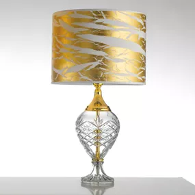 Cremasco Stolná lampa Belle Epoque, 59 cm zlatá, Obývacia izba / jedáleň, kov, sklo, textil, E27, 60W, K: 59cm