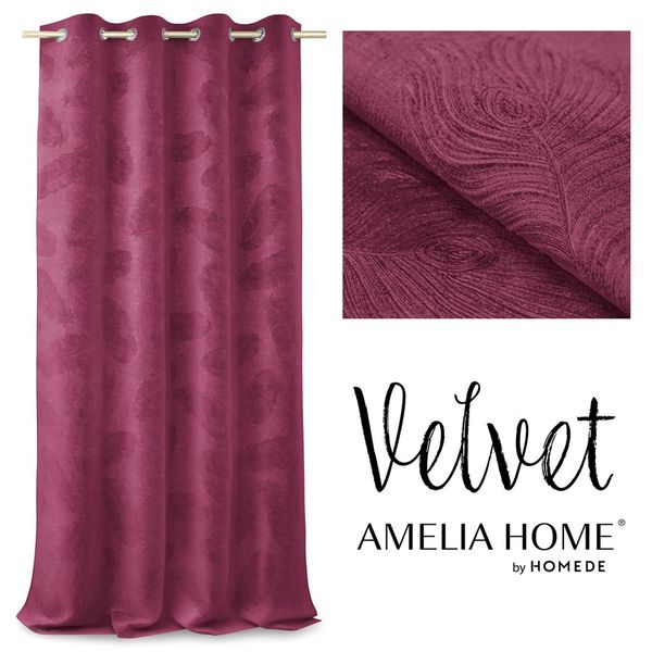 Záves AmeliaHome Velvet Peacock rubín