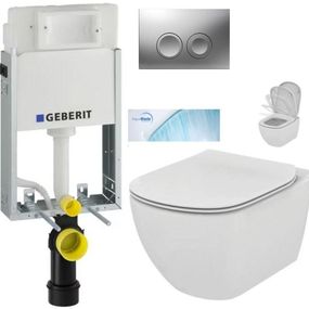 GEBERIT KOMBIFIXBasic vr. matného tlačidla DELTA 25 + WC Ideal Standard Tesi so sedadlom SoftClose, AquaBlade 110.100.00.1 21MA TE1