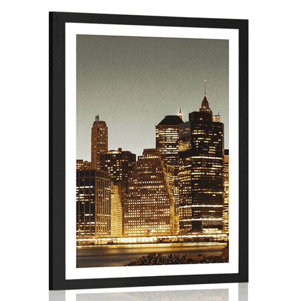 Plagát s paspartou nočný New York - 40x60 black