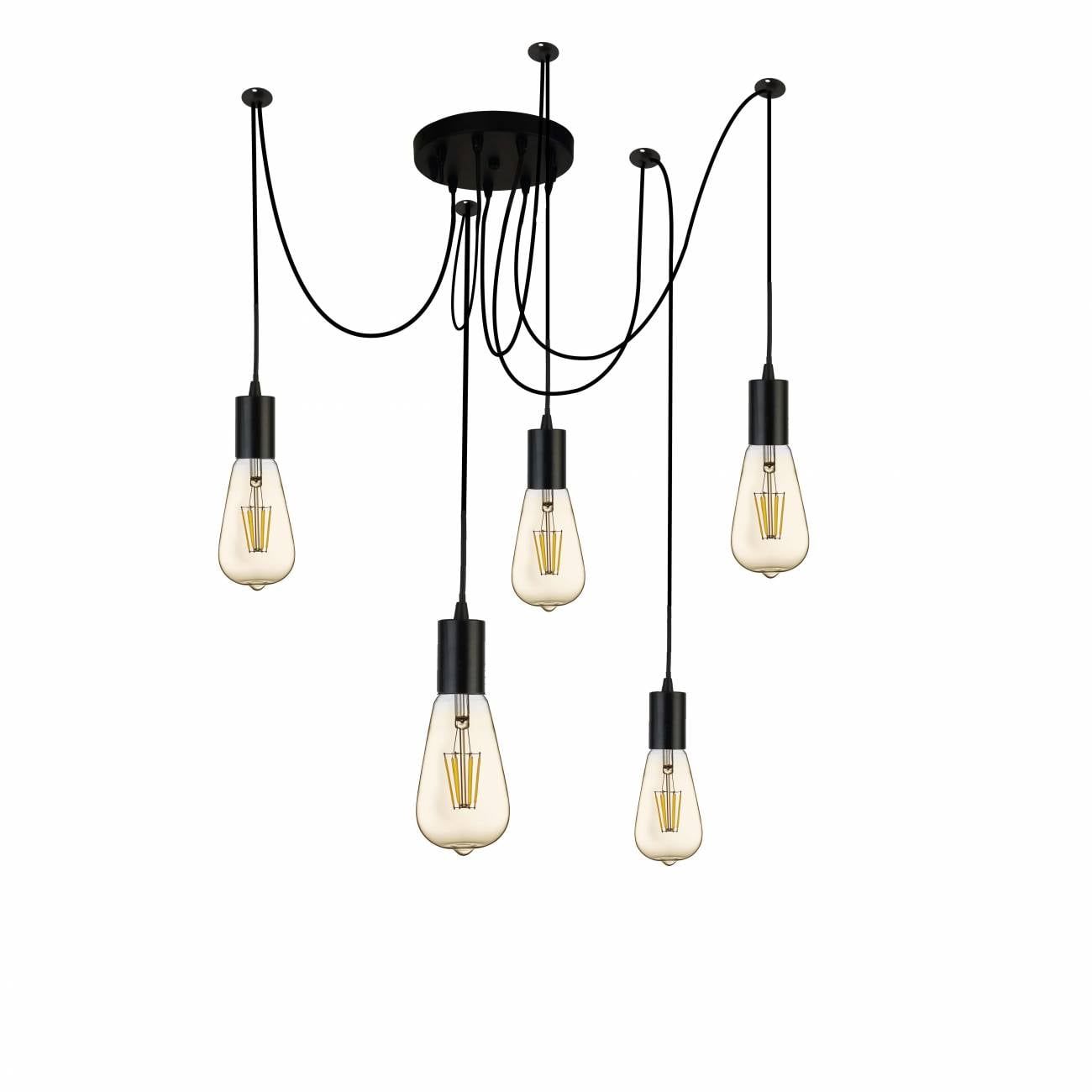 Retro a vintage svietidlo SearchLight 5LT PENDANT 9665-5BK