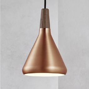 DFTP by Nordlux Závesná lampa Nori z kovu, medenej farby Ø 18 cm, Obývacia izba / jedáleň, kov, olejovaný orech, E27, 60W, K: 26.5cm