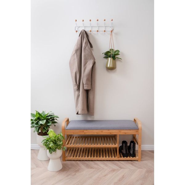 Sivá/prírodná bambusová polica na topánky s lavicou – Leitmotiv