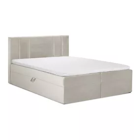 Béžová zamatová dvojlôžková posteľ Mazzini Beds Afra, 200 x 200 cm