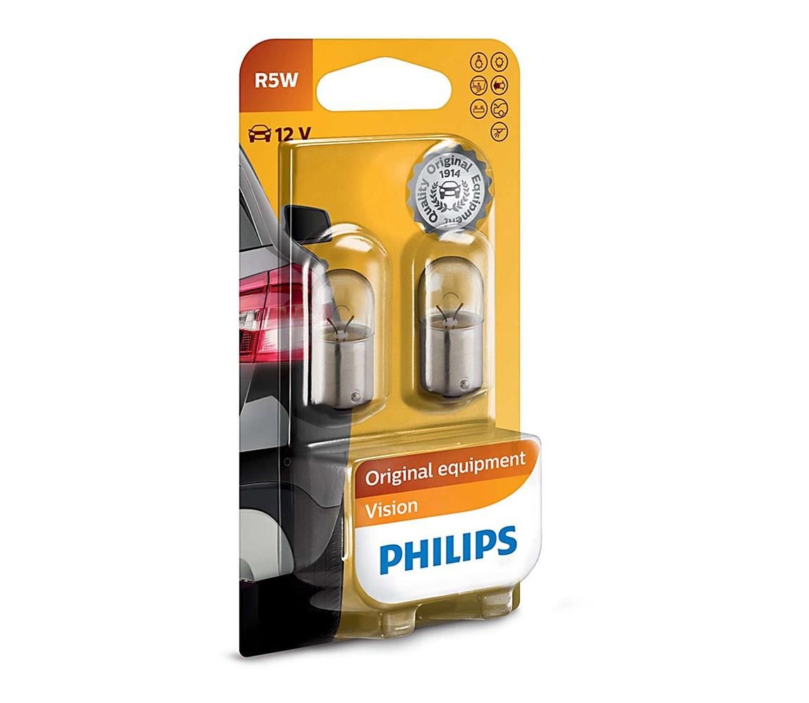 SADA 2x Autožiarovka Philips VISION 12821B2 R5W BA15s/5W/12V