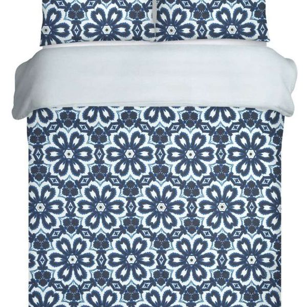 DomTextilu Kvetinové saténové posteľné obliečky modrej farby 3 časti: 1ks 200x220 + 2ks 70 cmx80 Modrá 70x80 cm 27822-153598