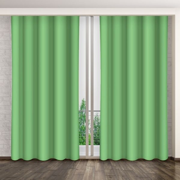 Dekoračné jednofarebné závesy do spálne zelenej farby
