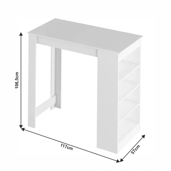  Barový stôl, biela, 117x57 cm, AUSTEN
