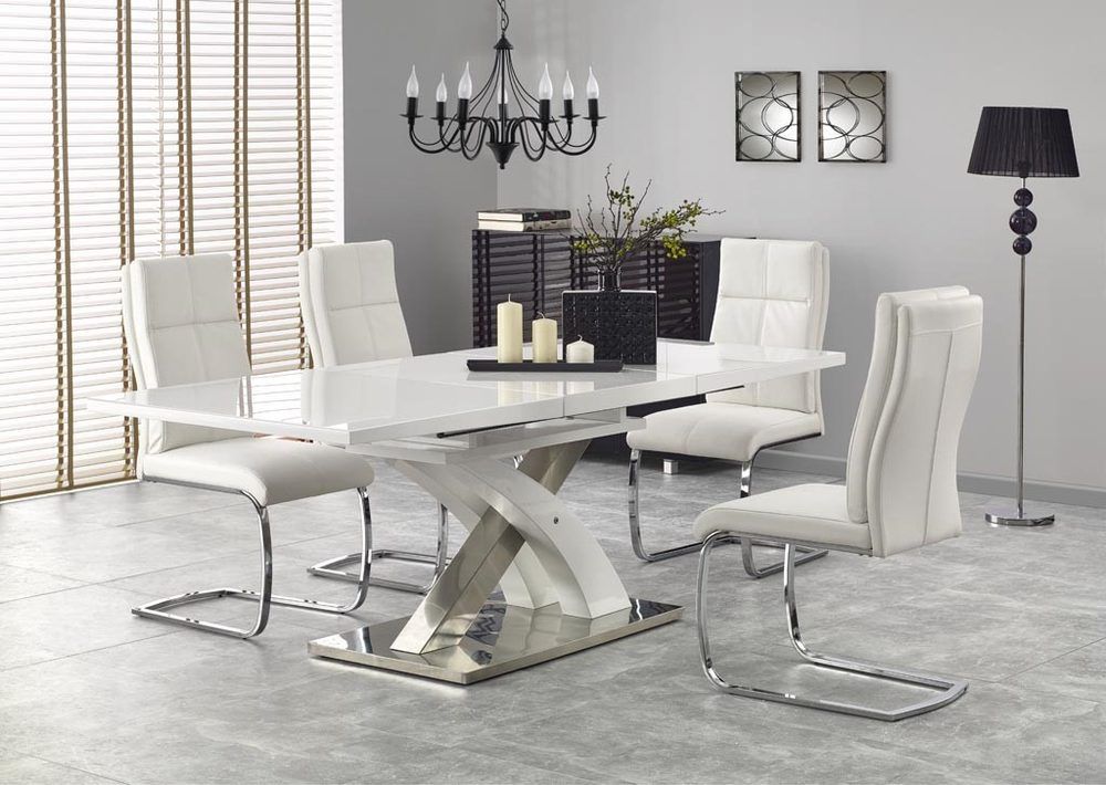 Halmar Jedálenský stôl SANDOR 2, extra biele sklo/biely
