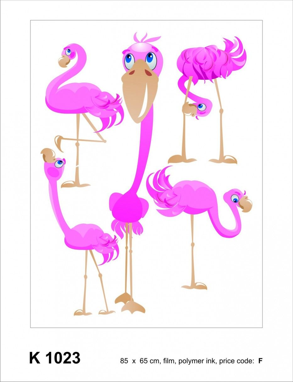 K 1023 AG Design Samolepiace dekorácie - samolepka na stenu - Flamingo, veľkosť 65 cm x 85 cm