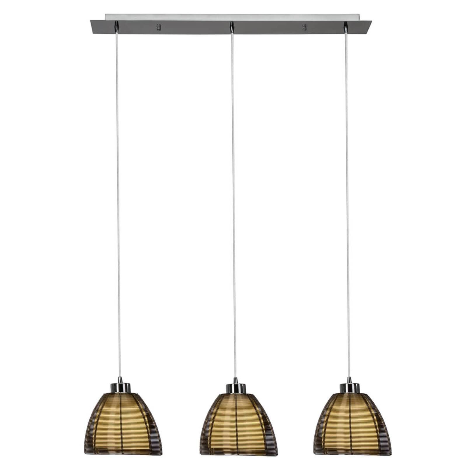 Brilliant Závesná lampa Relax, 3-plameňová bronz, Obývacia izba / jedáleň, kov, sklo, E27, 60W, P: 80 cm, L: 19.5 cm