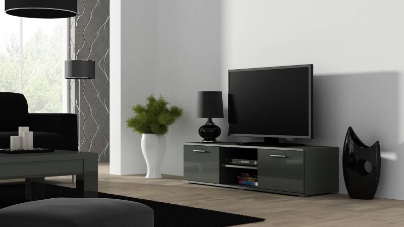 Televízny stolík Cama SOHO RTV 140 S4 sivý mat/sivý lesk