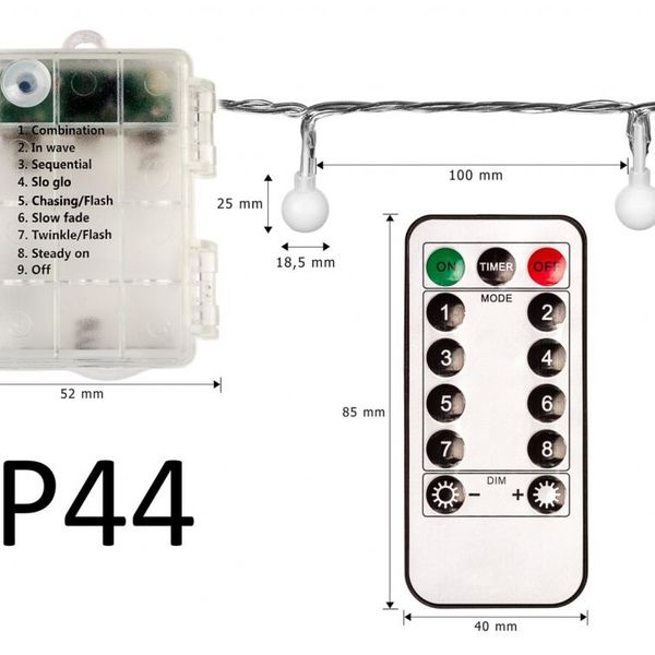 VOLTRONIC 50 LED svetielka 5m - farebné- na batérie+ ovládač