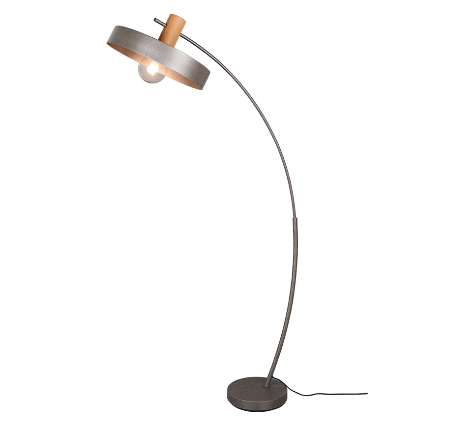 TRIO 409500167 GAYA stojacia lampa 1xE27 antický nikel, drevo