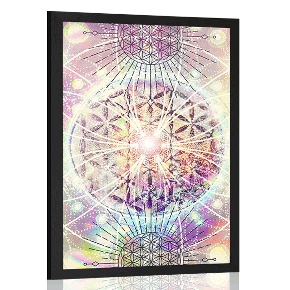 Plagát Mandala v zaujímavom prevedení - 30x45 black