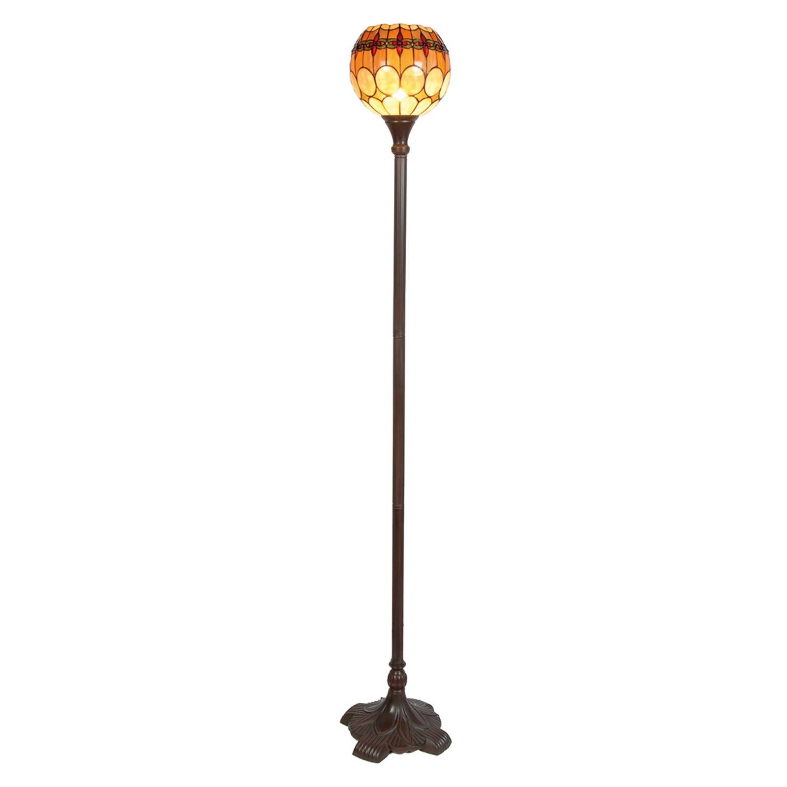 Clayre&Eef Niley – stojaca lampa v štýle Tiffany, Obývacia izba / jedáleň, sklo, kov, E27, 60W, K: 184cm