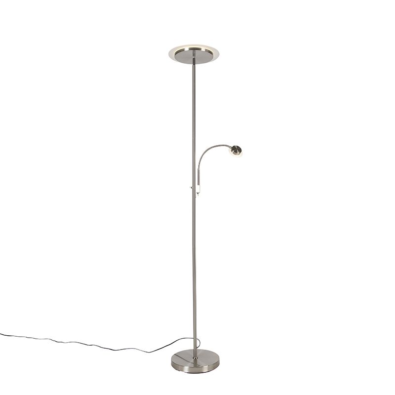 Moderne vloerlamp staal incl. LED met leesarm - Chala