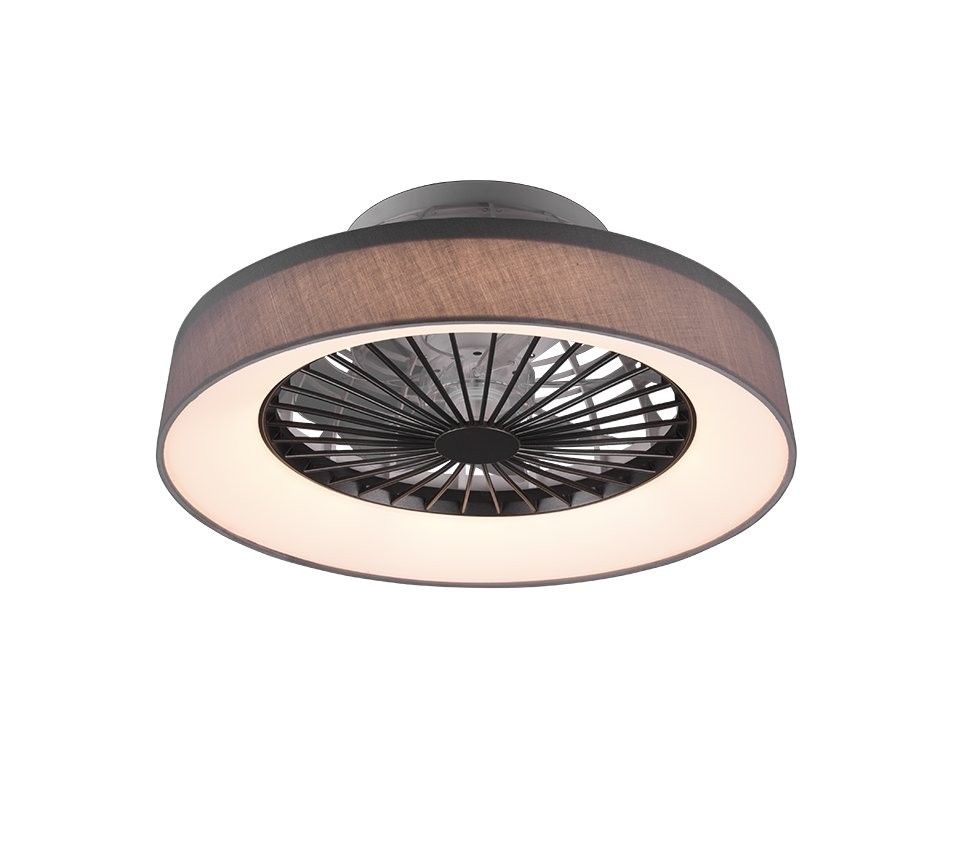 Trio R62662111 LED stropné svietidlo s ventilátorom Farsund 1x30W | 2200lm | 3000 - 6500K - oddelené vypínače, diaľkové ovládanie, stmievateľné, 3 rýchlosti, časovač, nočný režim, šedá