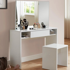 Kozmetický stolík so zrkadlom Jolien, biely