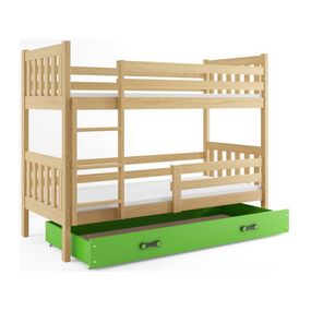 Detská poschodová posteľ CARINO s úložným priestorom 80x190 cm - borovica Zelená