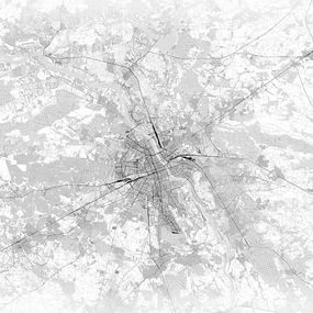 Warszawa - mapa w odcieniach szarości - fototapeta FXL3336