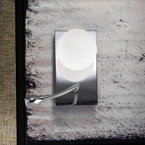 Pujol Iluminación Nástenné Basic guľové tienidlo ohybné rameno chróm, Obývacia izba / jedáleň, oceľ, sklo, L: 11 cm, K: 20cm