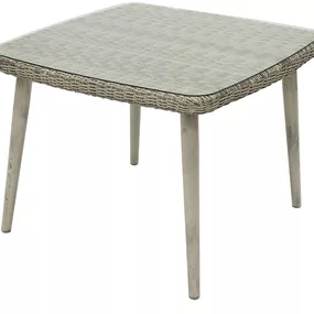 Záhradný ratanový stôl so sklom VICTORIA 100 x 100 cm (sivý)