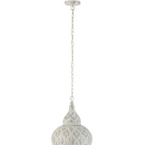 Biele kovové závesné svetlo / luster Oriental drop - Ø 31*133 cm