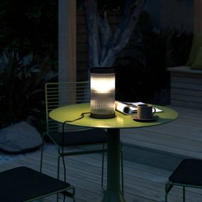 Nordlux Stolová lampa Coupar pre vonkajšiu oblasť, čierna, plast, hliník, E27, 25W, K: 25cm