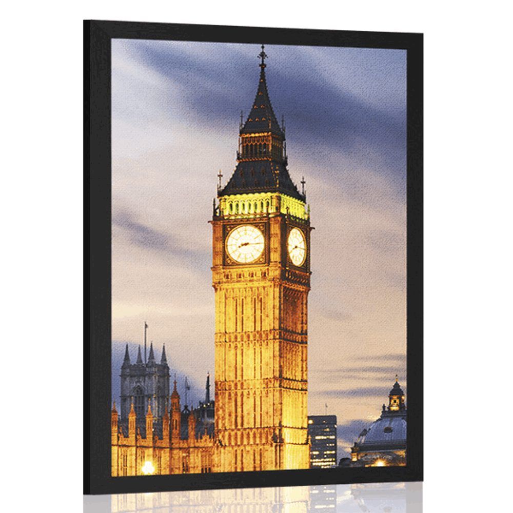 Plagát nočný Big Ben v Londýne - 60x90 black