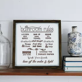 Ceduľa 34x34 cm Bathroom Rules – Evila Originals