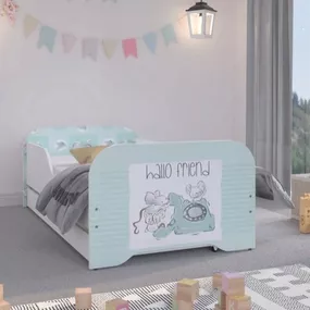 DomTextilu Úchvatná mentolová detská posteľ s myšičkami 140 x 70 cm  Biela 46380