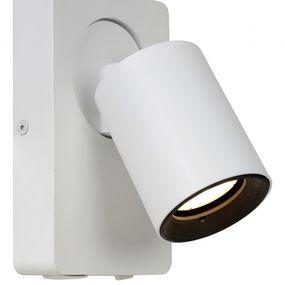 Lucide 09929/06/31 nástenná bodová lampa Nigel 1x5W | LED GU10 | 320lm | 3000K - žiarovka je súčasťou balenia, biela, nastaviteľná, vypínač na tele