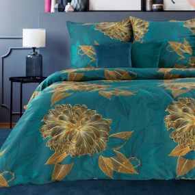 DomTextilu Kvalitné zelené bavlnené posteľné obliečky s motívom kvetov 3 časti: 1ks 200x220 + 2ks 70 cmx80 Zelená 44583-208360