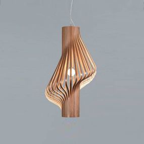 Northern Diva – dizajnérska závesná lampa orech, Obývacia izba / jedáleň, drevo, kov, G9, 60W, Energialuokka: G, K: 80cm