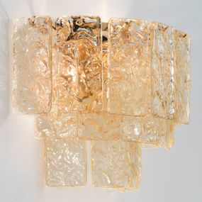 Patrizia Volpato Sklenené nástenné svetlo Glace so zlatým držiakom, Obývacia izba / jedáleň, kov, sklo, E14, 60W, L: 35 cm, K: 27cm