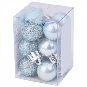 Kinekus Modrá vianočná guľa, plastová, 2 cm, sada 12 ks, modrá mix