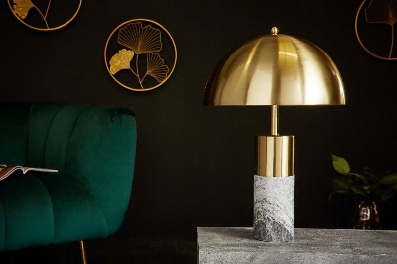 Estila Jedinečná art-deco stolná lampa Jaspeado v zlatom kovovom vyhotovení s mramorovým základom 52cm